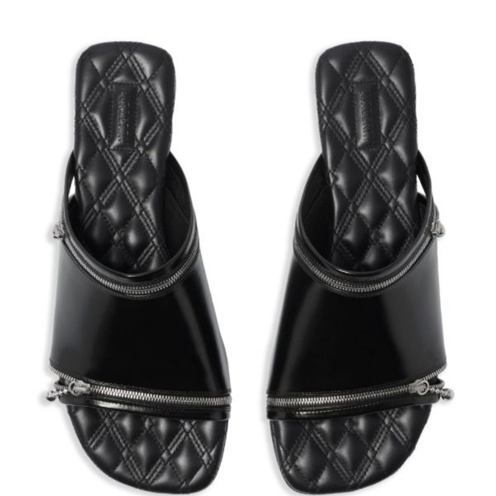 Burberry Decorative-Zip Flat Leather Sandals Size 6 US. 36 EU